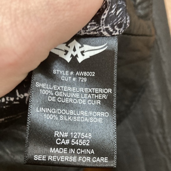 Affliction hooded black leather jacket - Picture 6 of 6